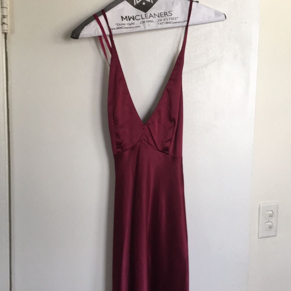 Deep red silky slip dress